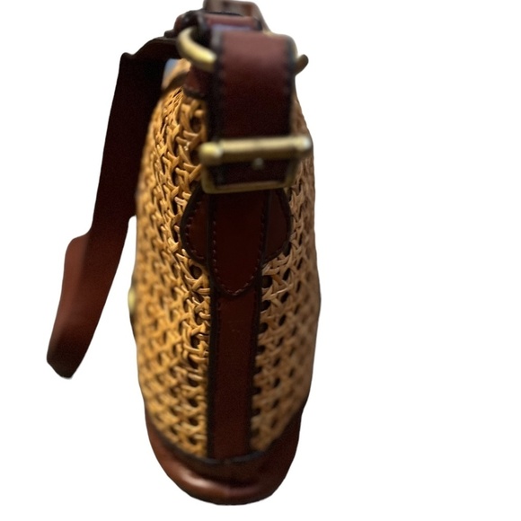 Fossil‎ Vintage Reissue Cane Wicker & Leather Bucket Crossbody Bag - Picture 9 of 13